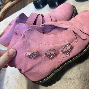 RARE lazy oaf suede heart buckle pink dr martens